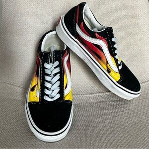 Vans Old Skool Flame Black & White Skate Shoes